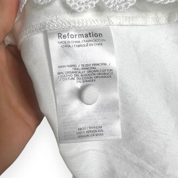 Reformation White Cotton Renna Blouse Top Size 2 - Picture 12 of 13